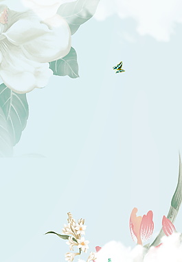 藍色花朵立夏節(jié)氣背景設計