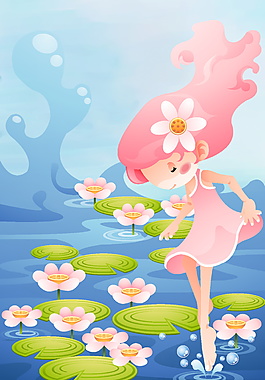 彩繪唯美花仙子立夏節(jié)氣背景設(shè)計(jì)