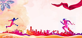 彩繪五四青年節(jié)電商banner主題背景