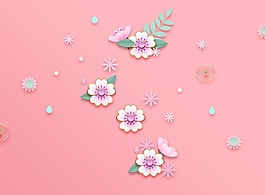 清新韓式春天氣息卡通立體花朵背景