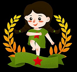 簡(jiǎn)約綠色上衣小姑娘勞動(dòng)節(jié)節(jié)日元素