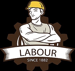 簡約手繪工人黃色安全帽勞動節元素