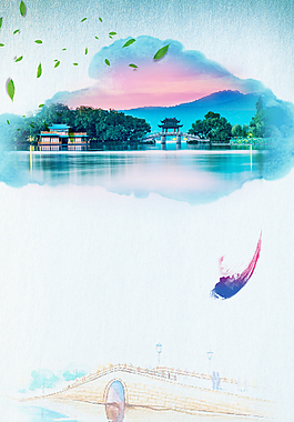 最美杭州旅游文化背景
