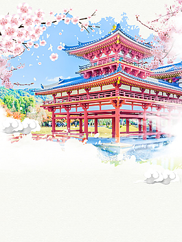 唯美櫻花日本之旅旅游背景