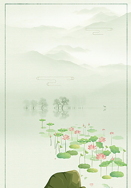 清新古風(fēng)荷塘立夏海報(bào)背景設(shè)計(jì)