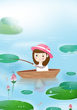 清新唯美荷花仙子立夏海報(bào)背景設(shè)計(jì)