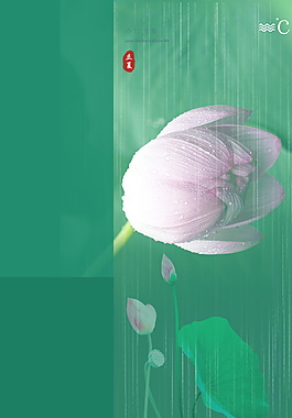 綠色雨中荷花立夏海報(bào)背景設(shè)計(jì)