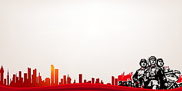 红色城市幻影五一电商banner背景