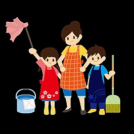 清新风格家庭大扫除劳动节节日元素