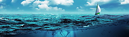 海上帆船背景banner