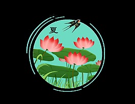 清新手繪荷花立夏節(jié)日元素