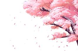 手绘粉色树叶元素