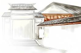 手繪胡同建筑元素
