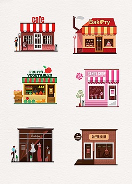商店店鋪卡通建筑物