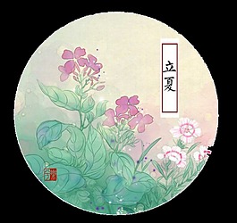 清新粉紫色植物立夏節(jié)氣