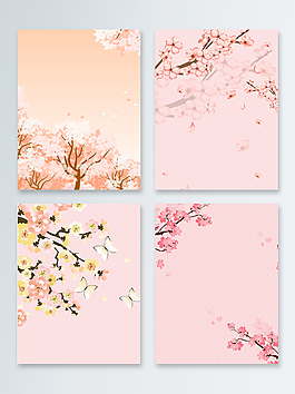 粉色唯美桃花海報背景