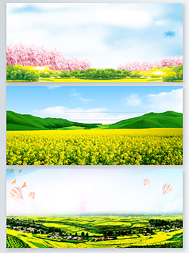 蓝天黄色美丽油菜花背景