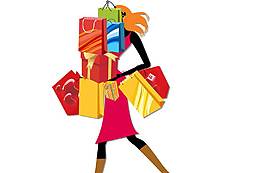 手繪美女購物元素