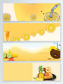水果橙汁夏季食品banner背景