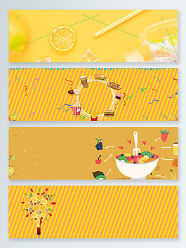 夏季食品黃色幾何banner背景