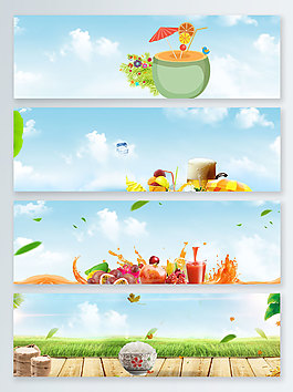 清新夏季食品banner背景