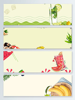 簡約清新西瓜汁夏季食品banner背景