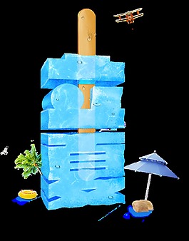 可爱蓝色冰棍立夏艺术字体