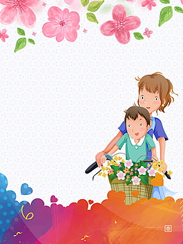 卡通彩繪母親節海報背景設計