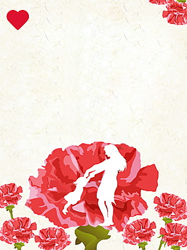 创意彩绘红色花朵母亲节海报背景设计
