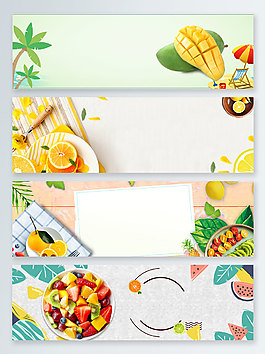 卡通水果夏季食品促銷banner背景