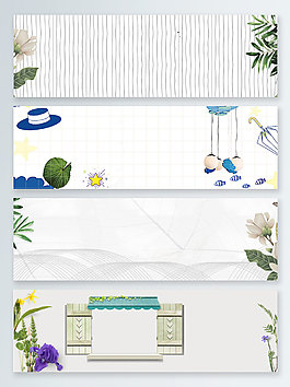 文藝簡約夏季上新白色banner背景