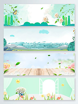 綠色夏季上新banner背景
