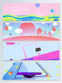 卡通幾何夏季上新banner背景