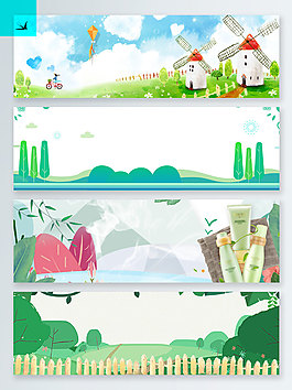 化妝品手繪夏季上新banner背景