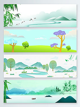 小清新風景夏季上新banner背景