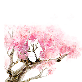 水墨樱花元素