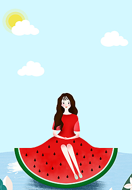 藍色手繪夏季背景