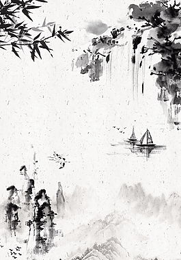 中國風(fēng)水墨山水裝飾畫背景