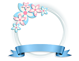 卡通清新藍色絲帶花環(huán)矢量元素