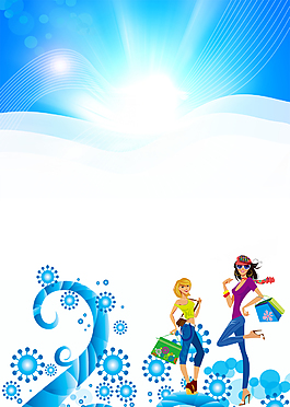 綠色卡通購物背景