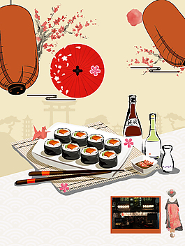 日本壽司料理美食背景