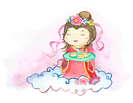 卡通Q版嫦娥月饼矢量元素