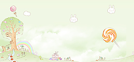 兒童節(jié)手繪綠色banner背景