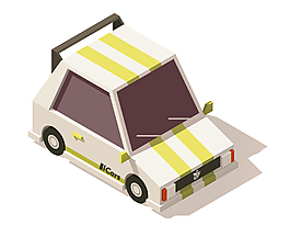 卡通白色小汽車矢量元素