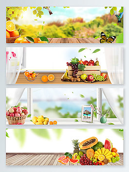 小清新夏季食品banner背景