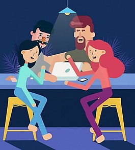 团队组合工作交流ai矢量素材下载
