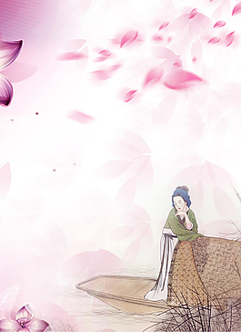 中國風花瓣古韻母親節(jié)背景