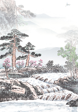 中國風(fēng)山水意境裝飾畫背景