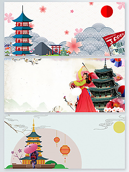 環游世界世界古跡遺址日展板背景