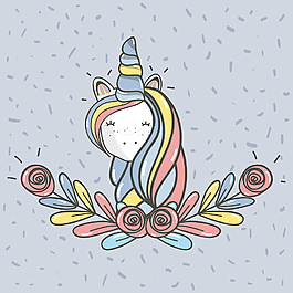 神秘可愛獨(dú)角獸裝飾元素